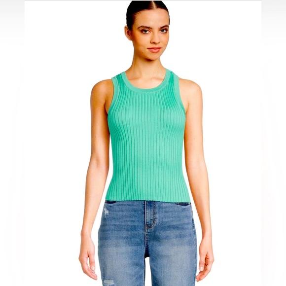 NWOT No Boundaries Juniors Seamless Tank Top in Turquoise - Picture 2 of 4